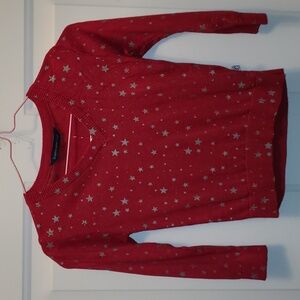 Sophie & Sam Red Holiday Sweater with silver/ graphite stars BNNU 4T